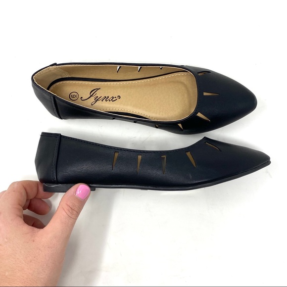 Black Cut Out Vegan Leather Flats - Picture 8 of 10